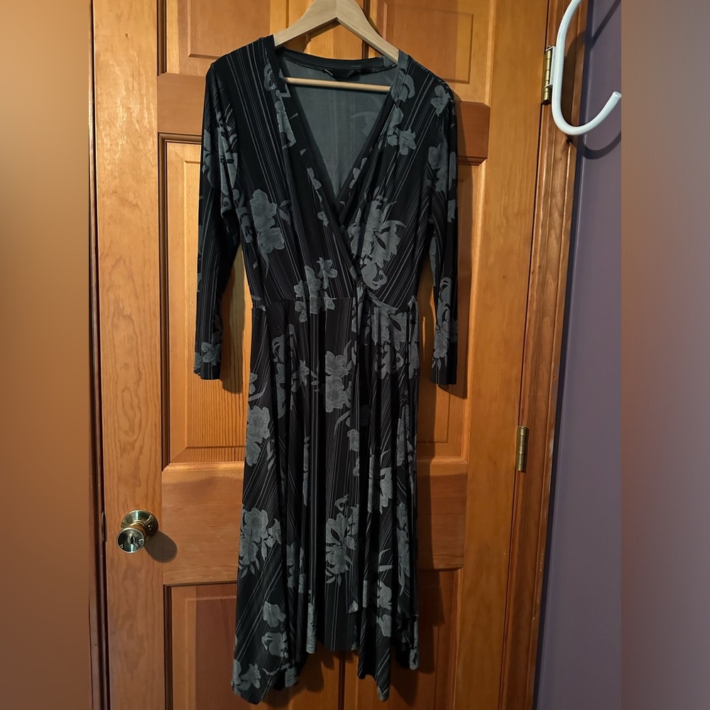 Black Floral Striped Dress